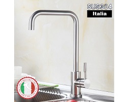Vòi bếp nóng lạnh (cổ vuông) SUS304 + 2 dây cấp - Hàng Cao cấp ITALIA